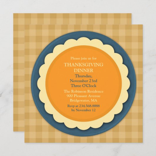 Thanksgiving Dinner Pie Bord Uitnodiging (Voorkant / Achterkant)