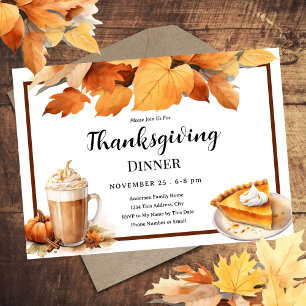 Thanksgiving Dinner Pie Horizontale Uitnodiging