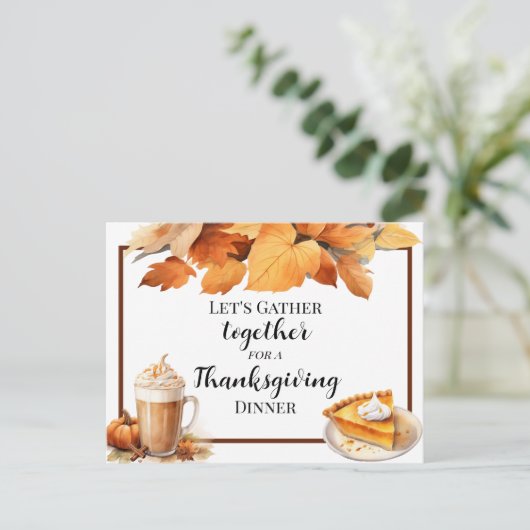 Thanksgiving Dinner Pie Invitation Briefkaart (Staand voorkant)