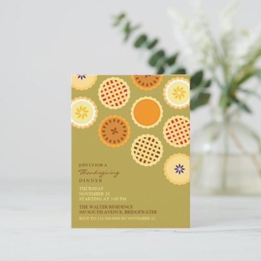 Thanksgiving Dinner Pies Borden Uitnodiging (Staand voorkant)