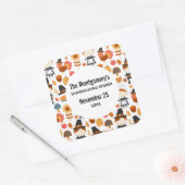 Thanksgiving Dinner Pilgrims Harvest Pattern Vierkante Sticker (Envelop)