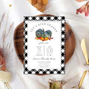 Thanksgiving Dinner Plaid Pompoen Gourd Leaves Kaart