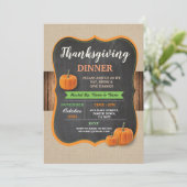 Thanksgiving Dinner Pompoen Rustieke Houten Uitnod Kaart (Staand voorkant)