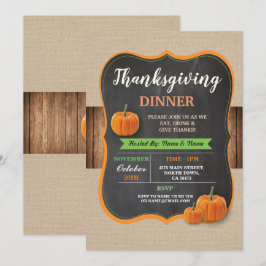 Thanksgiving Dinner Pompoen Rustieke Houten Uitnod Kaart