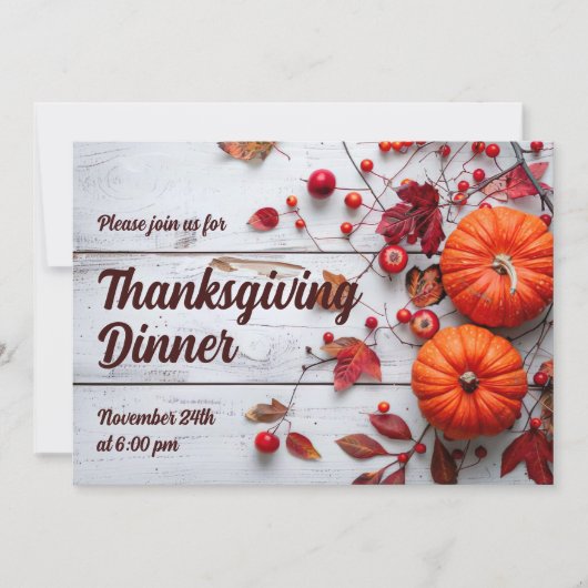 Thanksgiving Dinner Pompoen Uitnodiging (Voorkant)