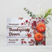 Thanksgiving Dinner Pompoen Uitnodiging (Staand voorkant)