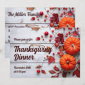 Thanksgiving Dinner Pompoen Uitnodiging (Voorkant / Achterkant)
