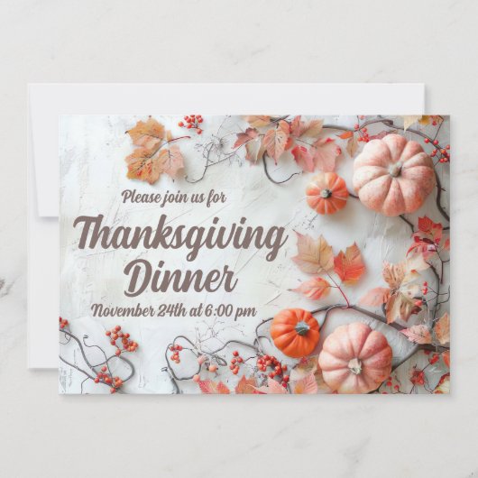 Thanksgiving Dinner Pompoen Uitnodiging (Voorkant)