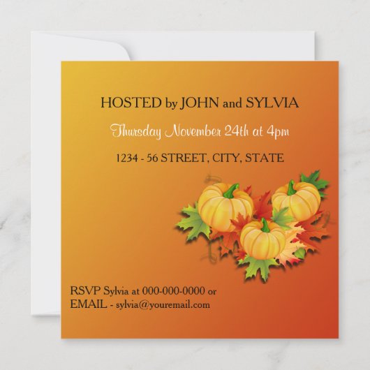 Thanksgiving Dinner - Pompoenen Kaart (Achterkant)