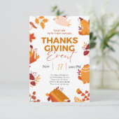 Thanksgiving Dinner Pumpkin & Autumn Leaves Kaart (Staand voorkant)