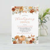 Thanksgiving Dinner Pumpkin Fall Leaves  Kaart (Staand voorkant)