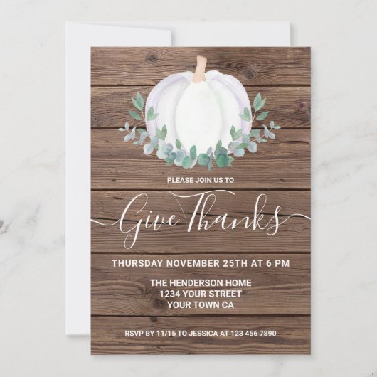 Thanksgiving Dinner Pumpkin Kaart (Voorkant)