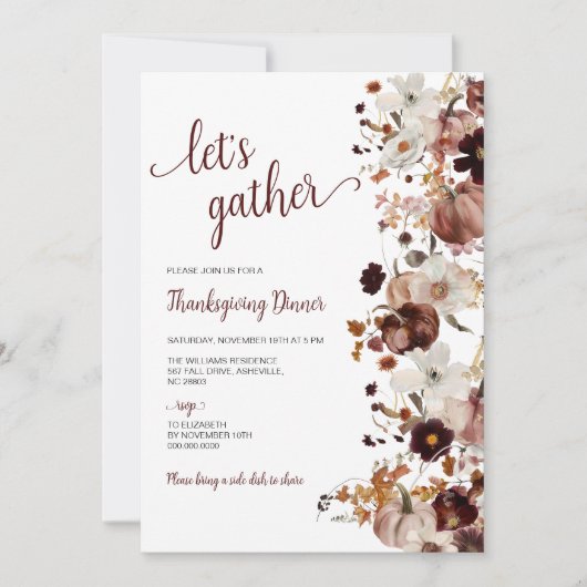 Thanksgiving Dinner Pumpkin Kaart (Voorkant)