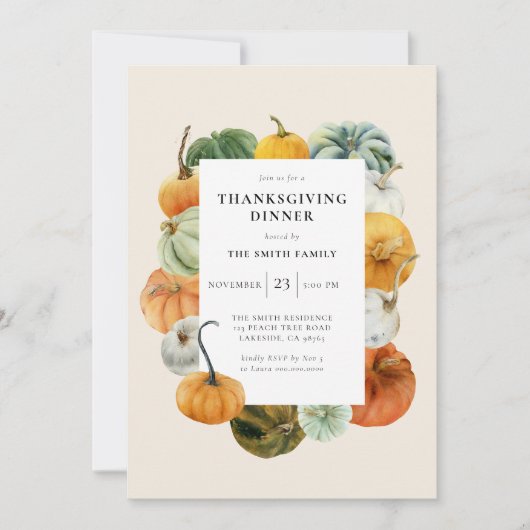 Thanksgiving Dinner Pumpkin Lijst Kaart (Voorkant)