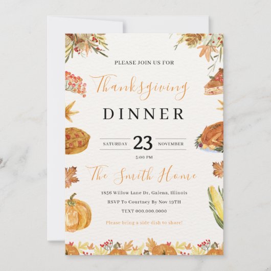 Thanksgiving Dinner Pumpkin Pie Kaart (Voorkant)