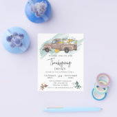 Thanksgiving Dinner Pumpkin Truck Waterverf Uitnod Flyer (Enkel)