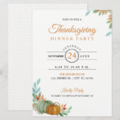 Thanksgiving Dinner Pumpkins Invitation Card Kaart (Voorkant / Achterkant)