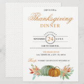 Thanksgiving Dinner Pumpkins Invitation Kaart (Voorkant / Achterkant)