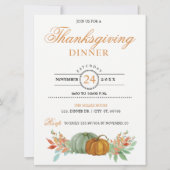 Thanksgiving Dinner Pumpkins Invitation Kaart (Voorkant)