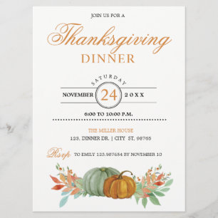 Thanksgiving Dinner Pumpkins Invitation Kaart