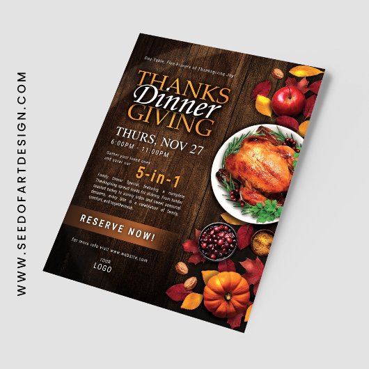 Thanksgiving Dinner Restaurant Special Event Flyer
