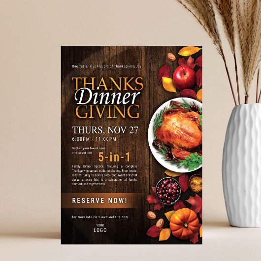 Thanksgiving Dinner Restaurant Speciale Evenement Flyer
