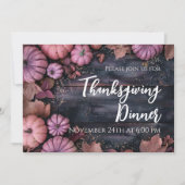 Thanksgiving Dinner Rustic Pumpkin Invitation Kaart (Voorkant)
