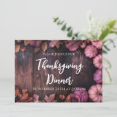 Thanksgiving Dinner Rustic Pumpkin Invitation Kaart (Staand voorkant)