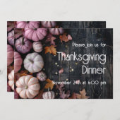 Thanksgiving Dinner Rustic Pumpkin Invitation Kaart (Voorkant / Achterkant)
