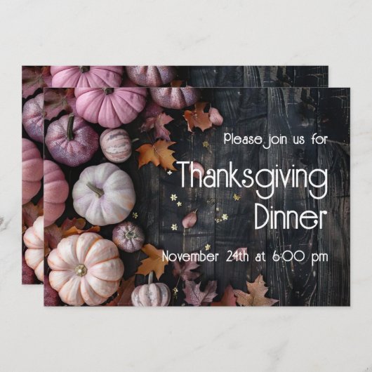 Thanksgiving Dinner Rustic Pumpkin Invitation Kaart (Voorkant / Achterkant)