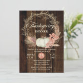 Thanksgiving Dinner Rustic Pumpkin Pampas Wreath Kaart (Staand voorkant)