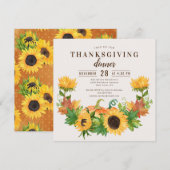 Thanksgiving Dinner Rustic Sunflower Pumpkin Kaart (Voorkant / Achterkant)