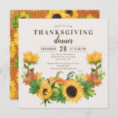 Thanksgiving Dinner Rustic Sunflower Pumpkin Kaart (Voorkant / Achterkant)