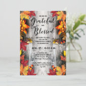 Thanksgiving Dinner-Rustic Woodsy Grateful Blessed Kaart (Staand voorkant)