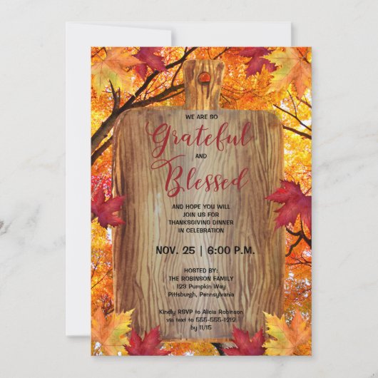 Thanksgiving Dinner-Rustic Woodsy Grateful Blessed Kaart (Voorkant)