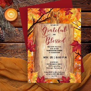 Thanksgiving Dinner-Rustic Woodsy Grateful Blessed Kaart