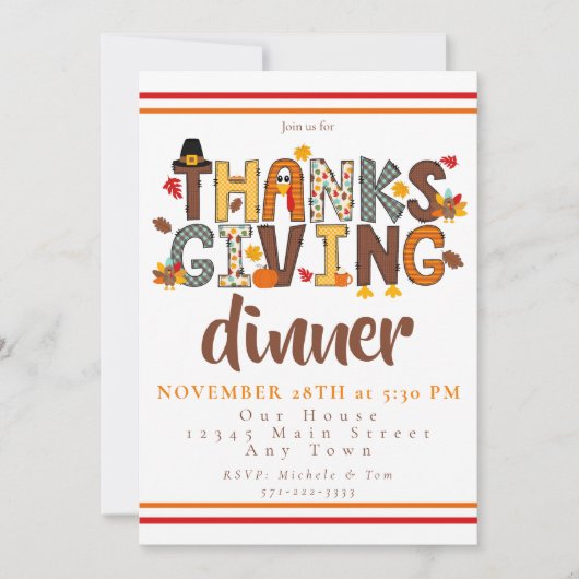 Thanksgiving Dinner Script Festive Kaart (Voorkant)