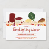 Thanksgiving Dinner Smiling Foods Cartoon Bladeren Kaart (Voorkant)