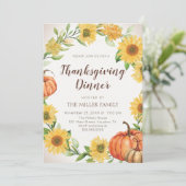 Thanksgiving Dinner Sunflowers & Pumpkins fall Kaart (Staand voorkant)