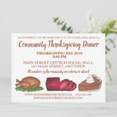 Thanksgiving Dinner Turkey Cranberry Pumpkin Pie Kaart (Staand voorkant)