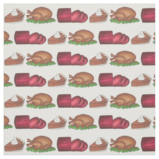 Thanksgiving Dinner Turkey Cranberry Pumpkin Pie Stof (Swatch)