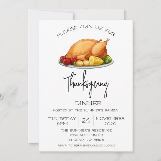 Thanksgiving Dinner Turkey Kaart (Voorkant)