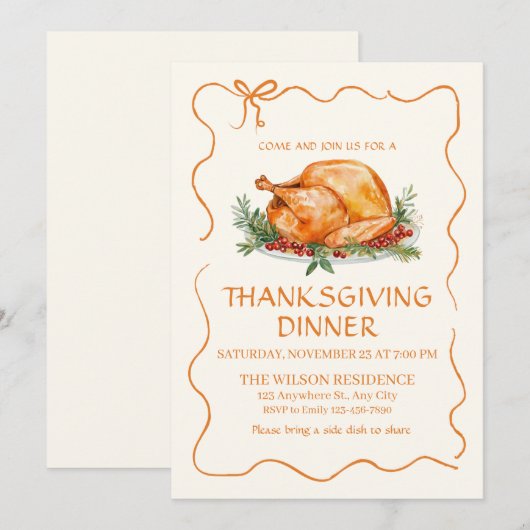 Thanksgiving Dinner Turkey Kaart (Voorkant / Achterkant)