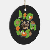 Thanksgiving Dinner Turkey Pumpkin Herfst Greenery Keramisch Ornament (Rechts)