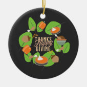 Thanksgiving Dinner Turkey Pumpkin Herfst Greenery Keramisch Ornament (Voorkant)