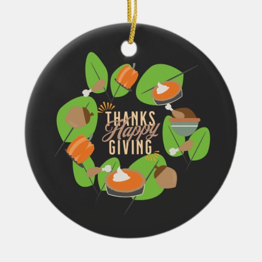 Thanksgiving Dinner Turkey Pumpkin Herfst Greenery Keramisch Ornament (Voorkant)