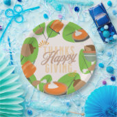 Thanksgiving Dinner Turkey Pumpkin Herfst Greenery Papieren Bordje (Feest)