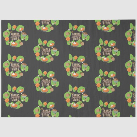 Thanksgiving Dinner Turkey Pumpkin Herfst Greenery Tissuepapier (Voorkant)