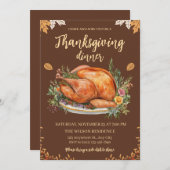 Thanksgiving Dinner Turkey Pumpkins Brown Kaart (Voorkant / Achterkant)