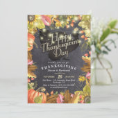 Thanksgiving Dinner Turkey Pumpkins & Fall Leaves Kaart (Staand voorkant)